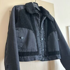 Blank NYC Black Jean Jacket with Sherpa Details